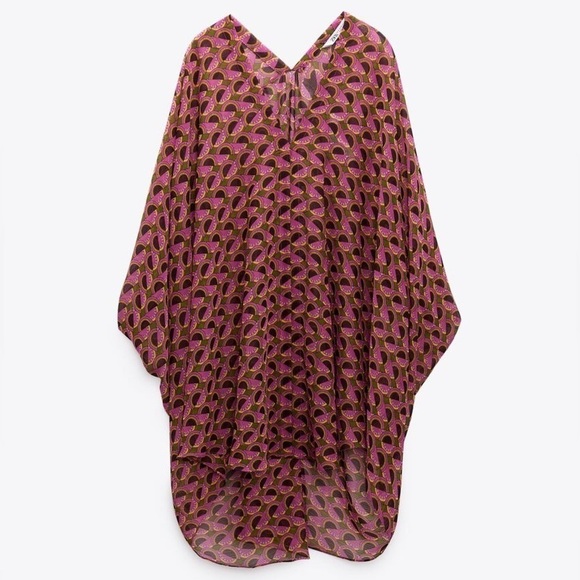 NWT ZARA SHORT PRINTED KAFTAN - Picture 1 of 11